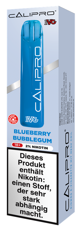 IVG Calipro Blueberry Bubblegum Einweg E-Zigarette 20mg/ml