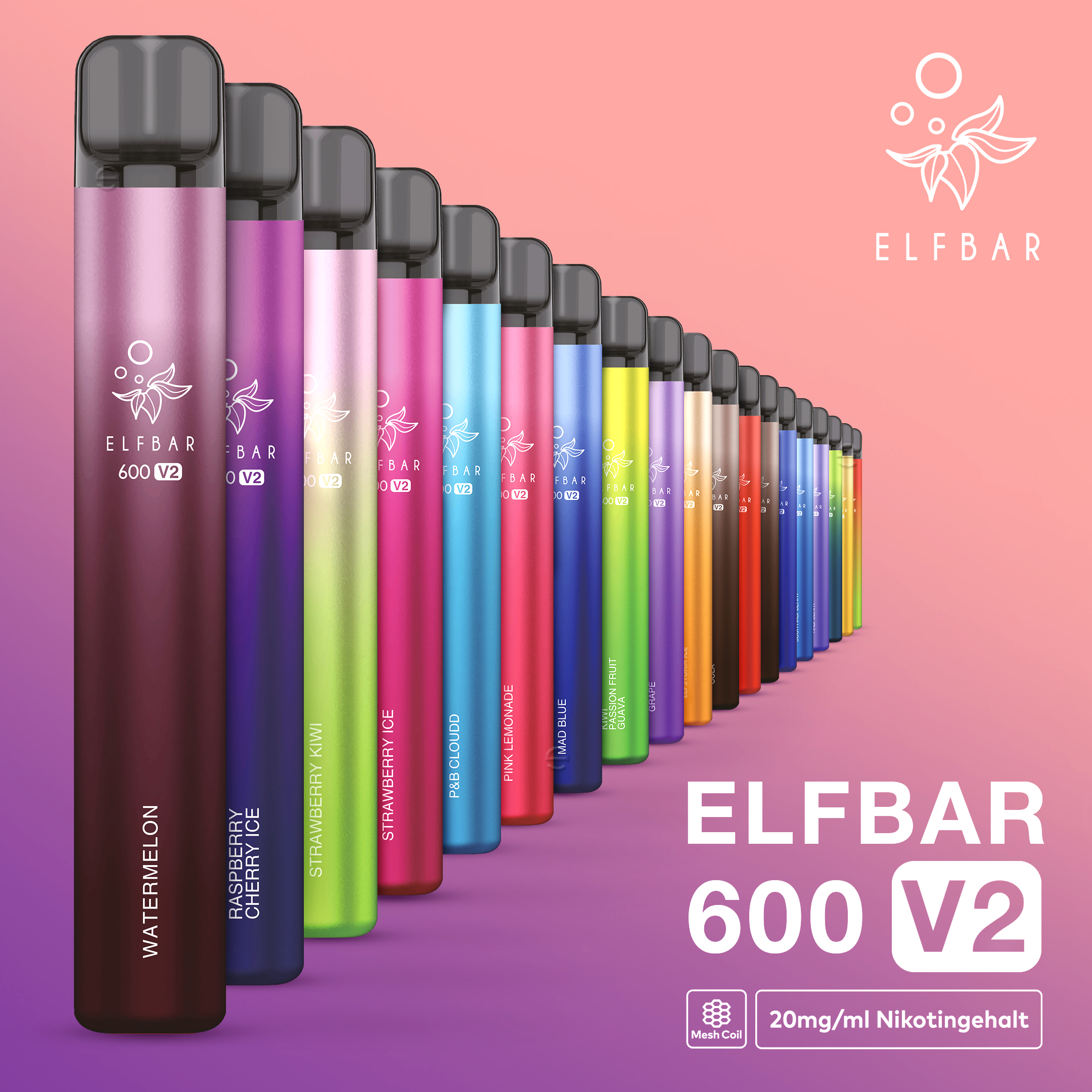 ELFBAR 600 V2 Watermelon Einweg E-Zigarette