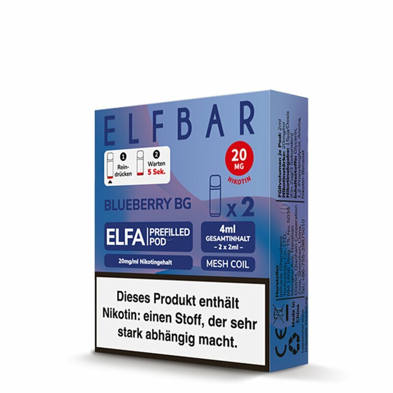 ELFA Pods Blueberry BG ( Bubblegum ) 20mg/ml 2 Stück